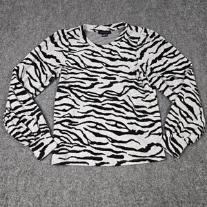 Sanctuary Zebra Stripe Sweatshirt Sz XS (Oversized) Black White Elevated Casual